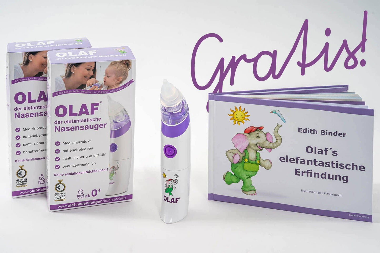 OLAF® im Doppel­pack mit einem gratis Kinderbuch - Olaf®️ Nasensauger Baby