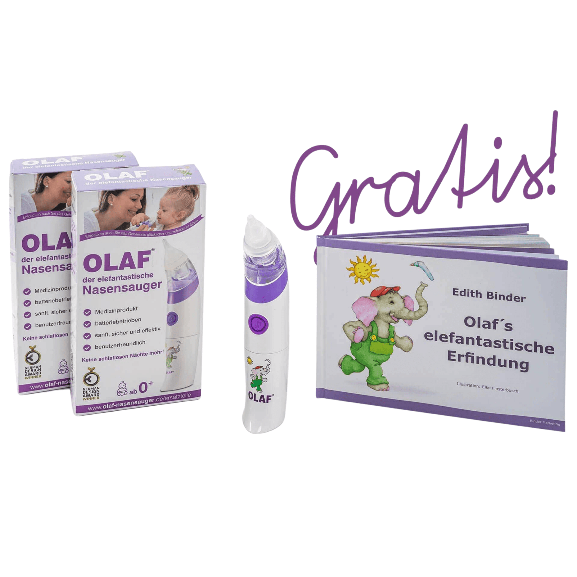 OLAF® im Doppel­pack mit einem gratis Kinderbuch - Olaf®️ Nasensauger Baby